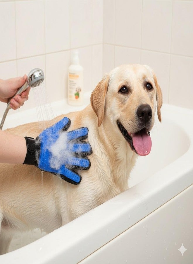 Red Champion Combo Pack Pet Grooming & Bathing Gloves - Premium Silicone Deshedding & Shampoo Massage Brush for Dogs & Cats - Image 2